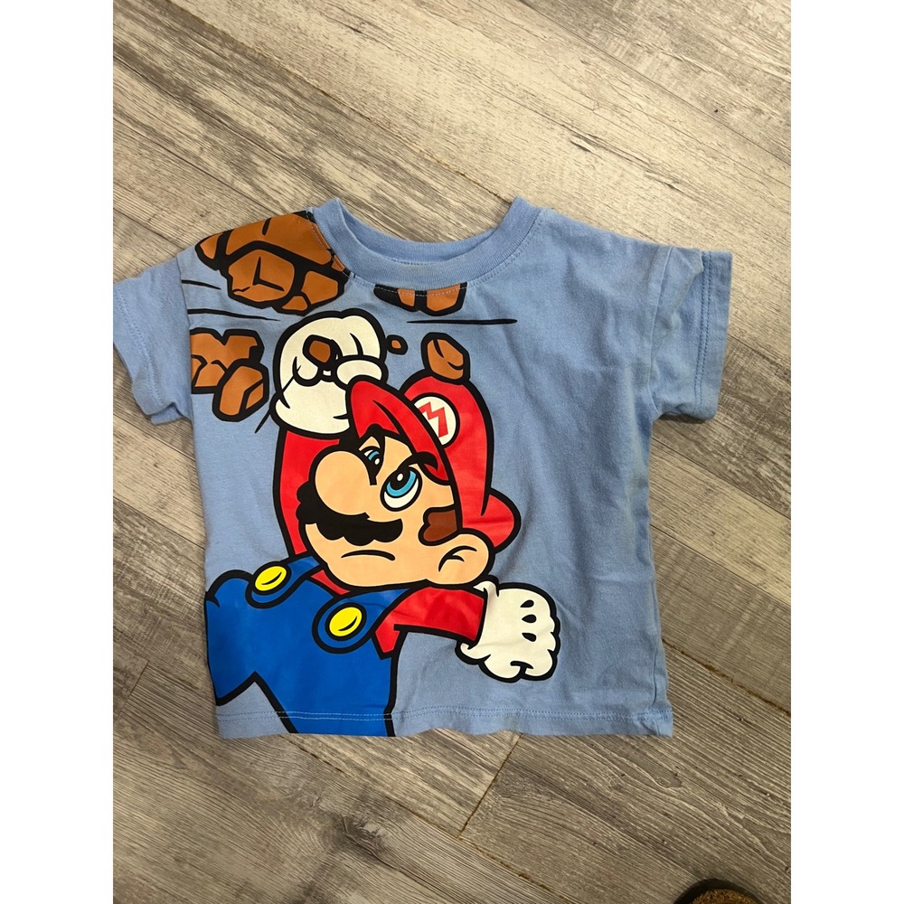 Nintendo Super Mario Bros Graphic T-Shirt Light Blue 18M Toddler Boys Tee
